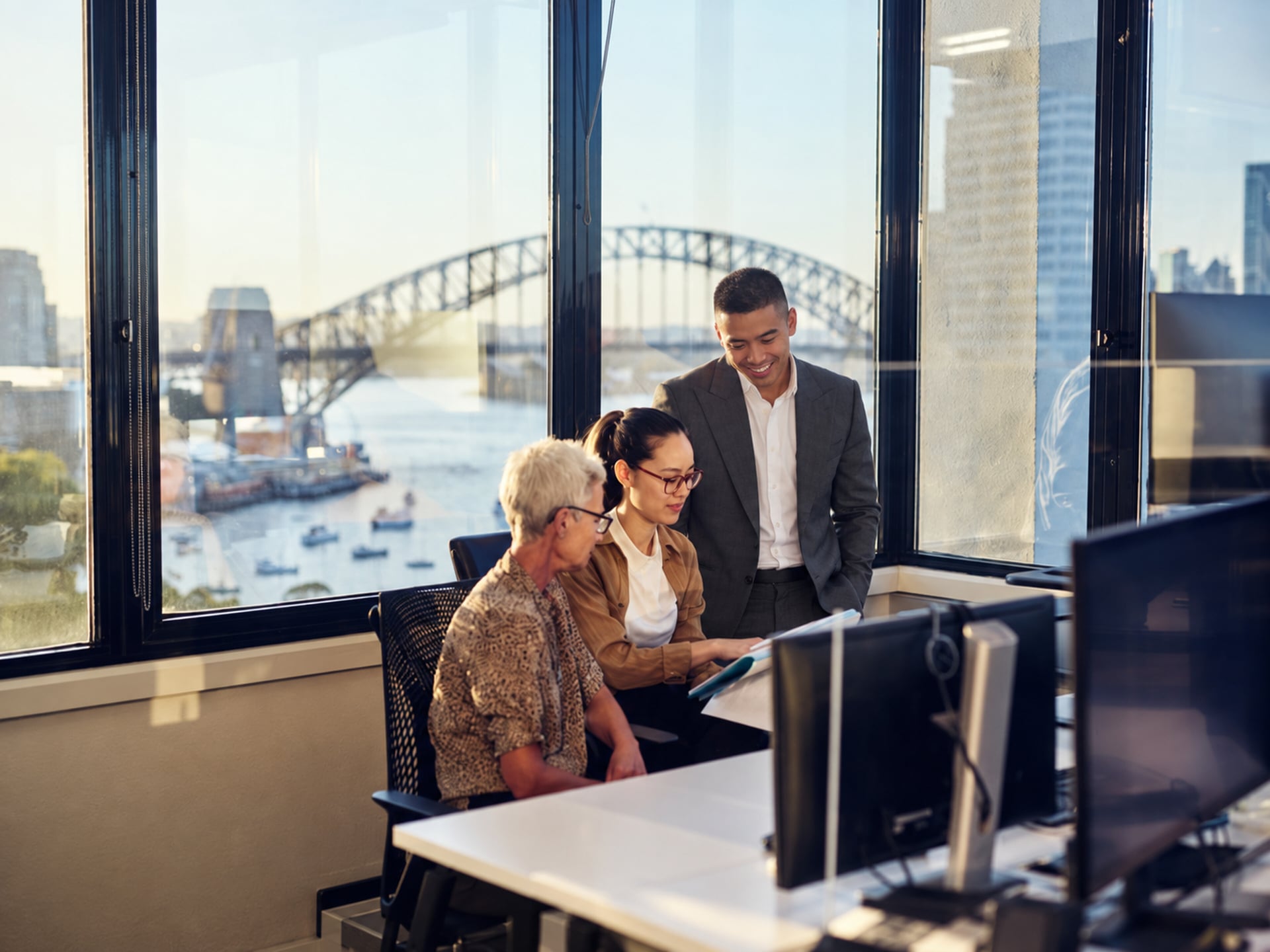 Business owner planning a turnaround in a Sydney harbourside office