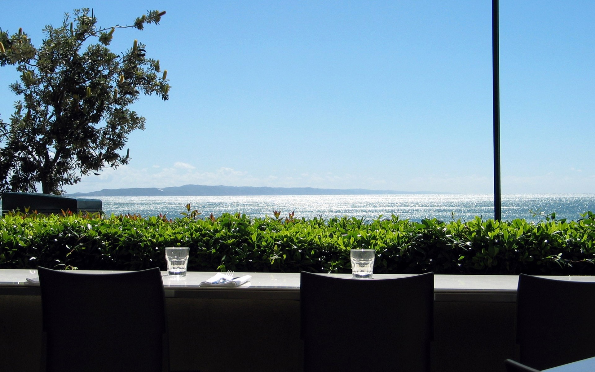 Restaurant terrace looking out to the sea, Maroochydore QLD